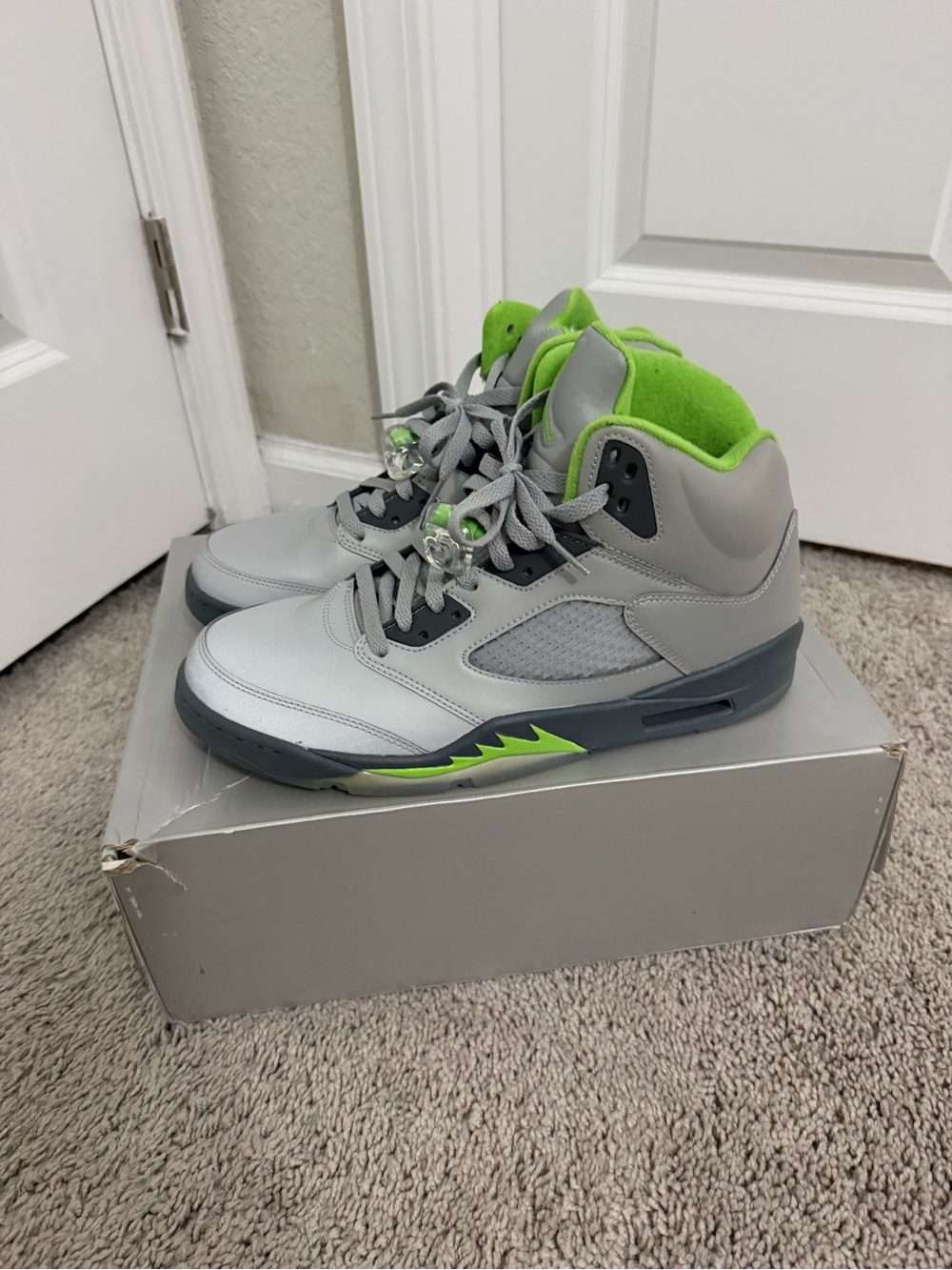 Jordan Men’s Athletic Shoes in Grey and Neon Green